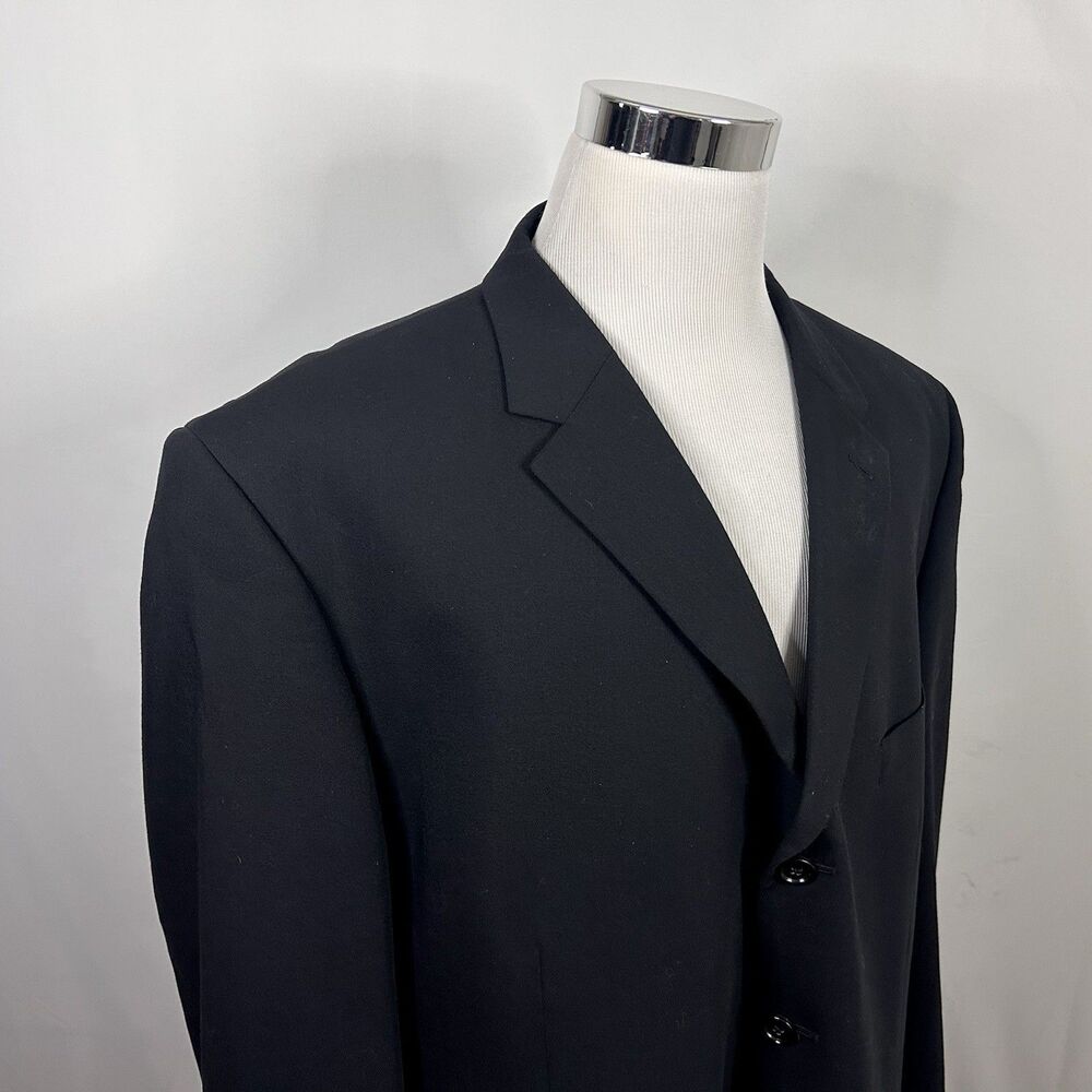 Paulo Solari 52L Athltic Fit Sport Coat 100% Wool Black Four Button Lined